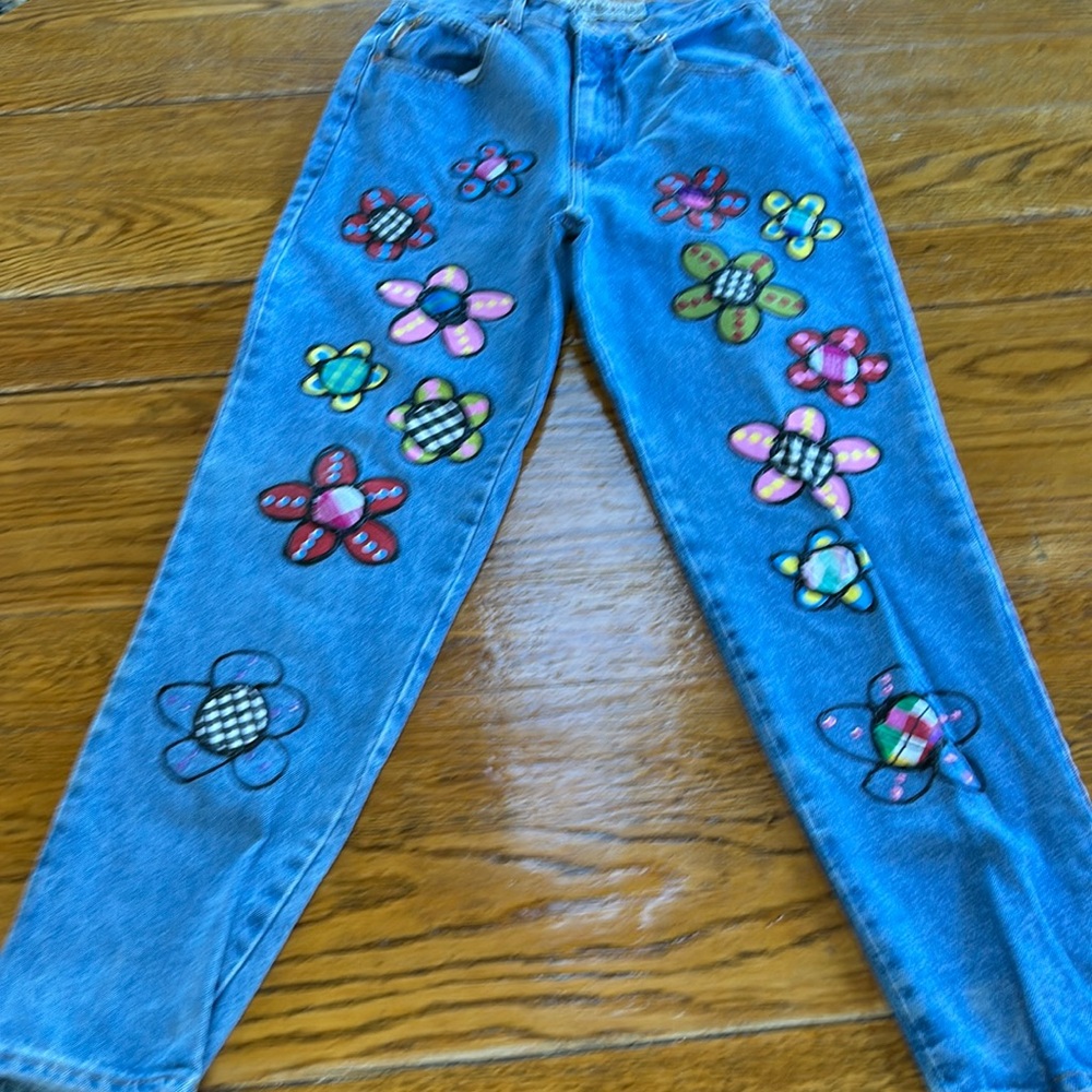 Vintage Jou Jou puff painted Mom Jeans.  Size 11/12.